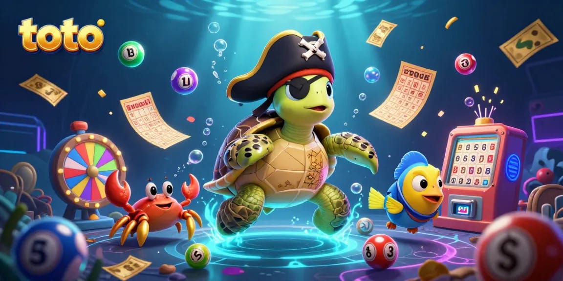 Engage in thrilling toto lottery action amidst colorful lottery elements and cartoon characters.