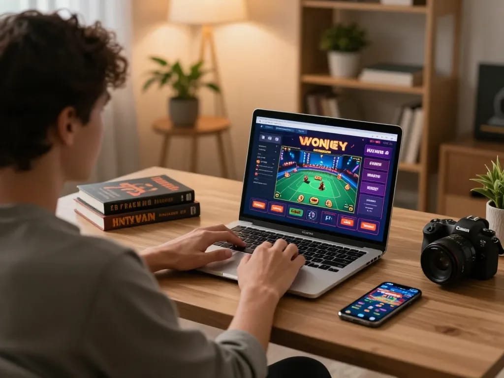 Player engaging with online casino games on laptop while exploring sites not on gamstop for thrilling betting experiences.