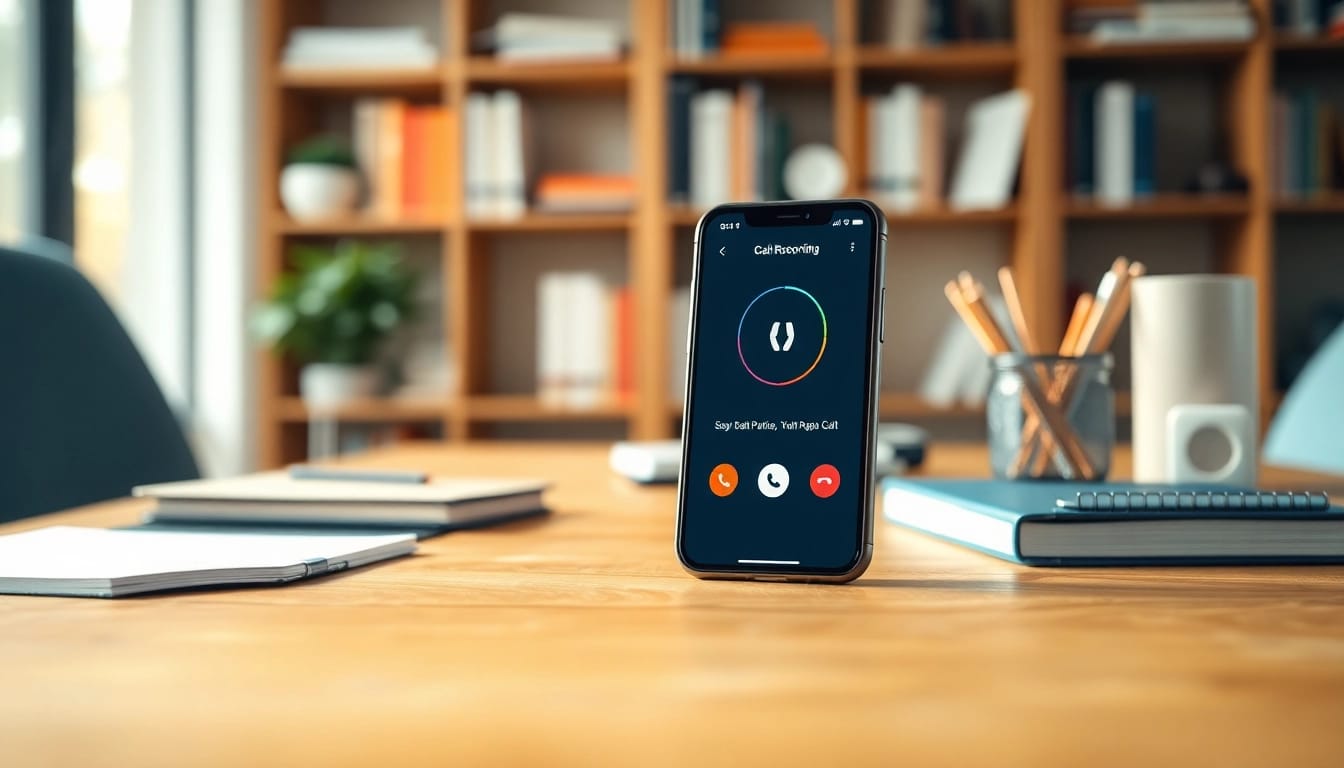 Record phone calls effortlessly using the call recording app displayed on a smartphone.