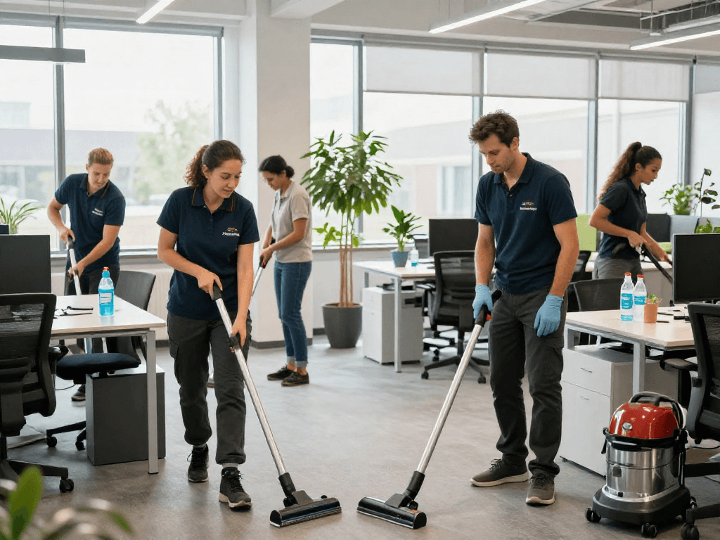 Reinigungsdienst in Dortmund: Professionelles Team sorgt für Sauberkeit in modernen Büros.