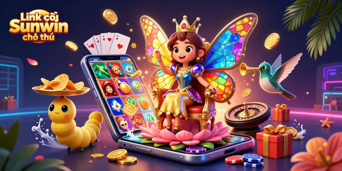 Engage with the excitement of the game using Link vào Sunwin chính thức, showcasing a vibrant casino atmosphere filled with slots and card games.
