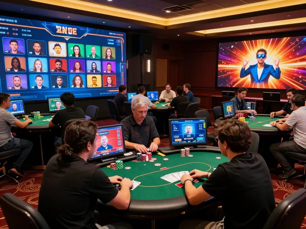 Nk88 players engaged in an exciting online poker tournament with vibrant game interfaces.
