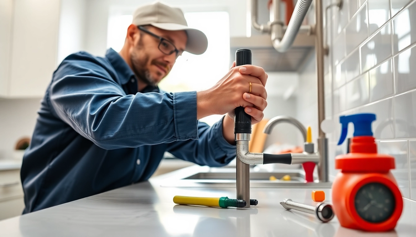 Skilled plumber repairing pipes in Knightdale's modern kitchen, showcasing plumbing knightdale expertise.