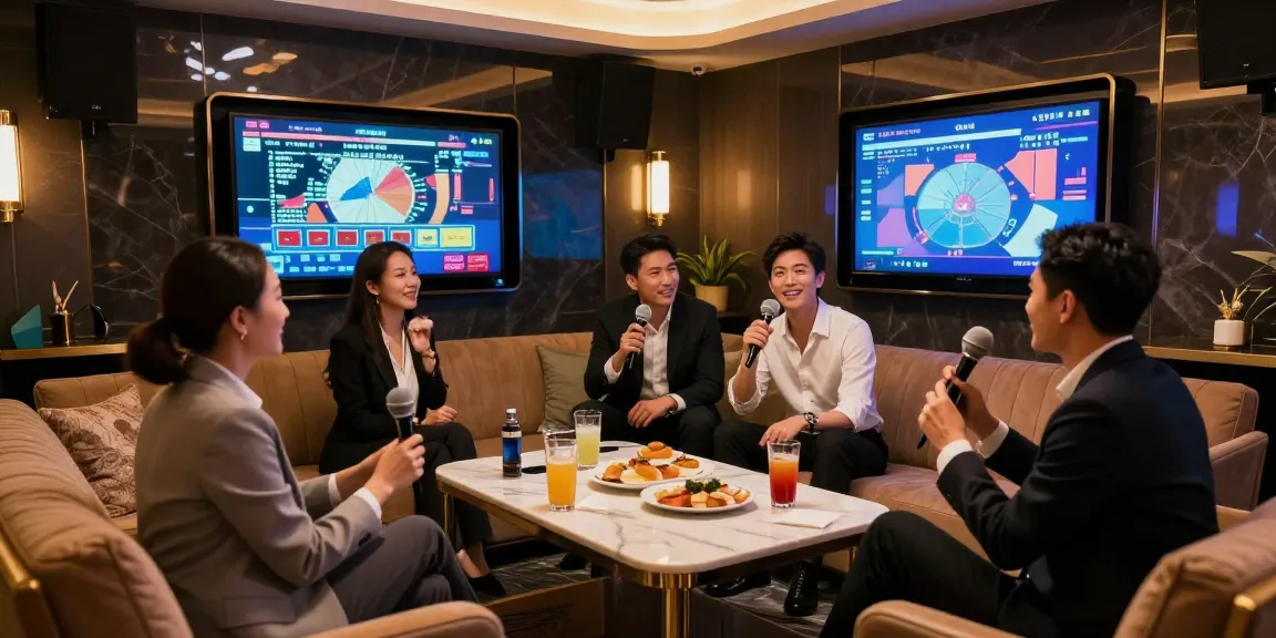 강남쩜오에서 프리미엄 카라오케를 즐기는 한 비즈니스 미팅 장면