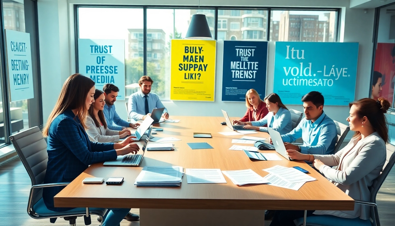 Streamlined press release submission process depicted by professionals collaborating in a modern office.