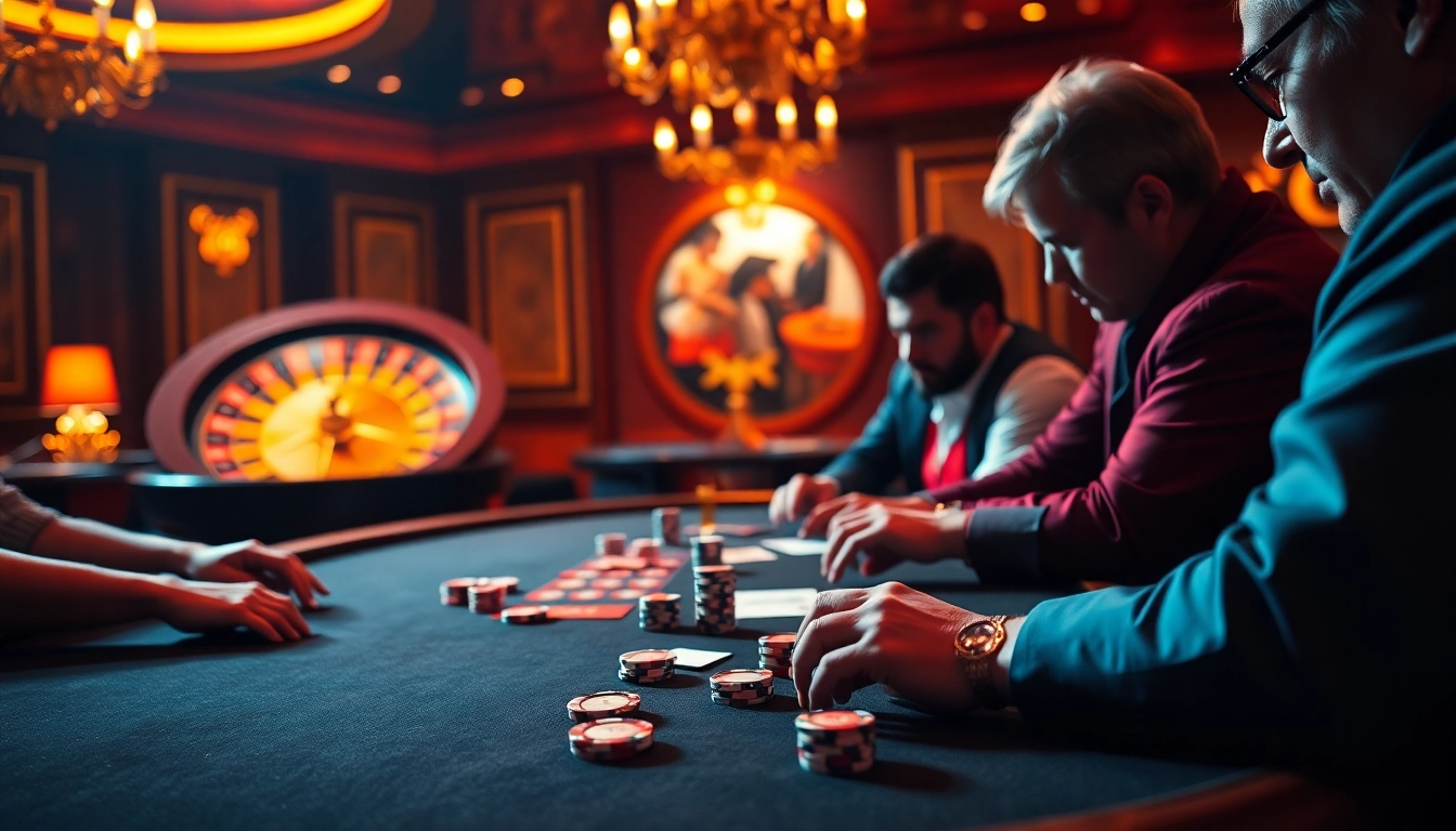 Découvrez l'excitation du casino en ligne à une table de poker à enjeux élevés avec un gameplay palpitant.