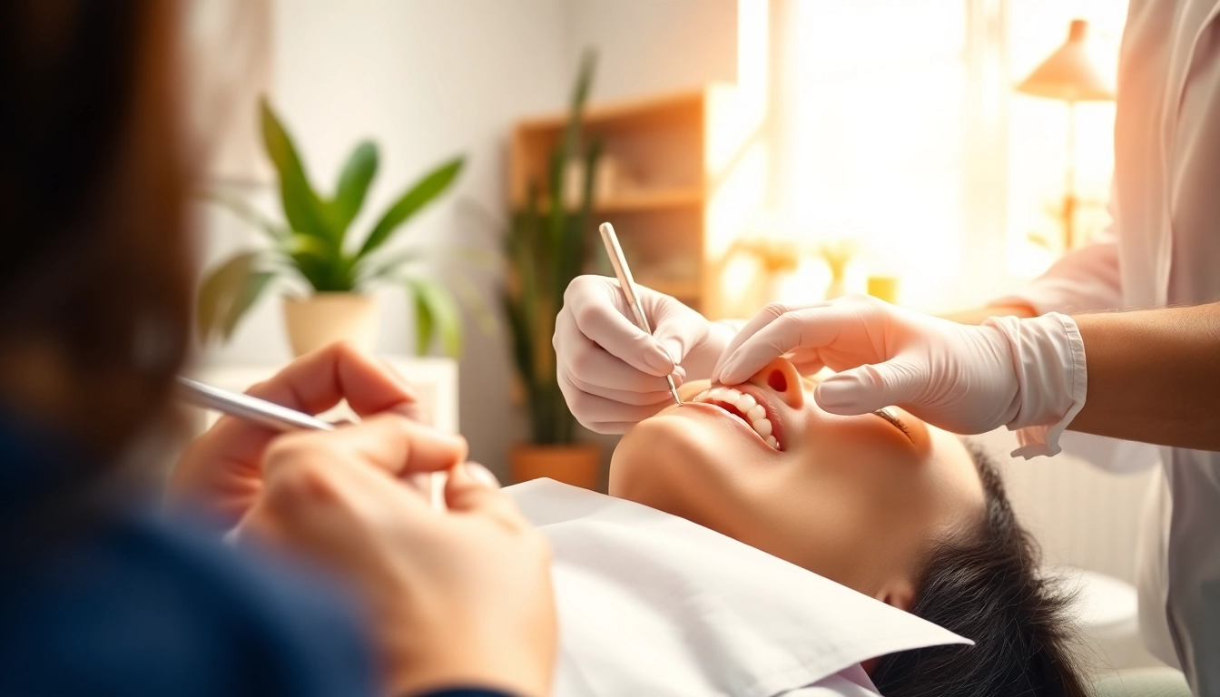 Fitting Dentures Frankfort IL with a skilled dentist in a warm and welcoming dental clinic.
