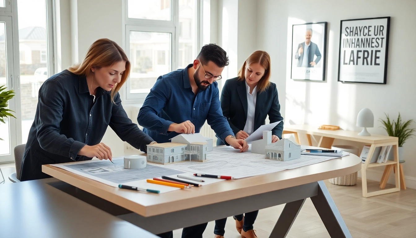 Residential architects for home renovation working on innovative design plans in a modern office.