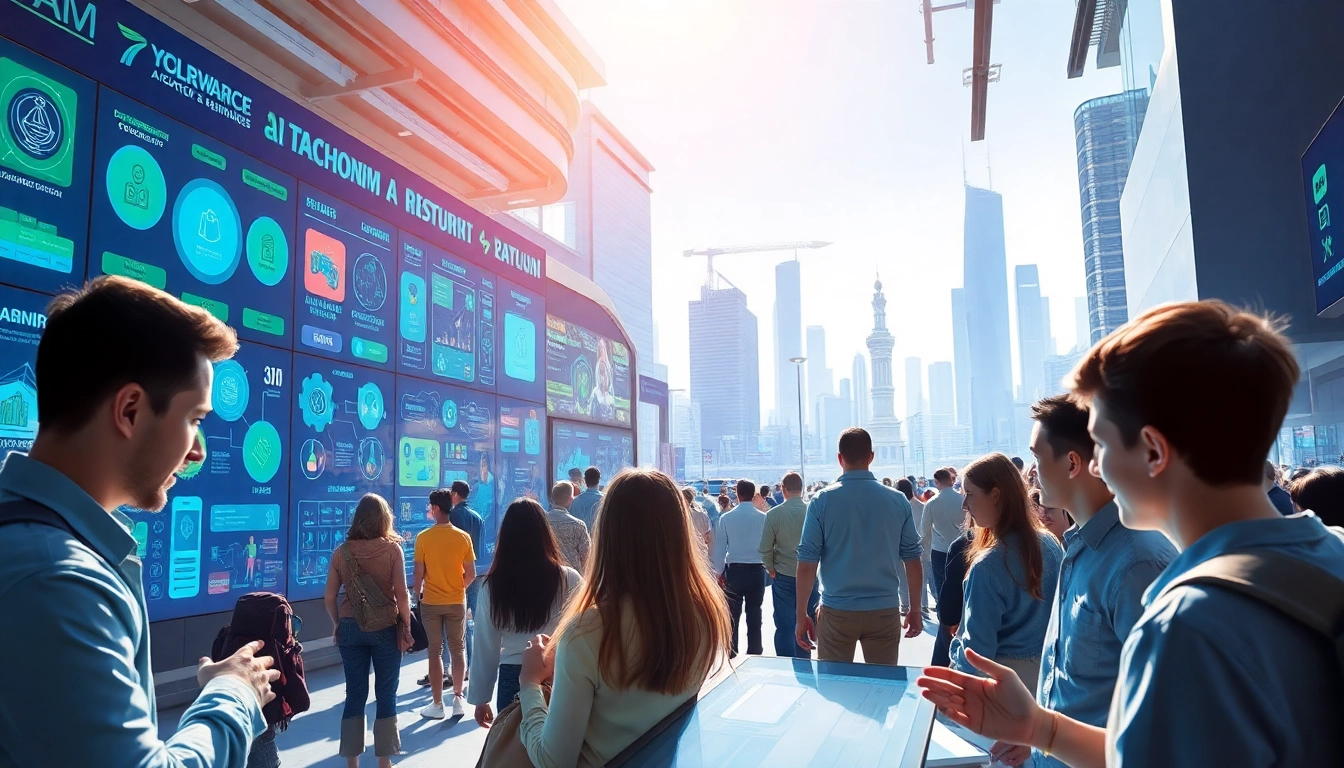 Engaging visualization of an ai tool marketplace showcasing diverse tools and user interactions.