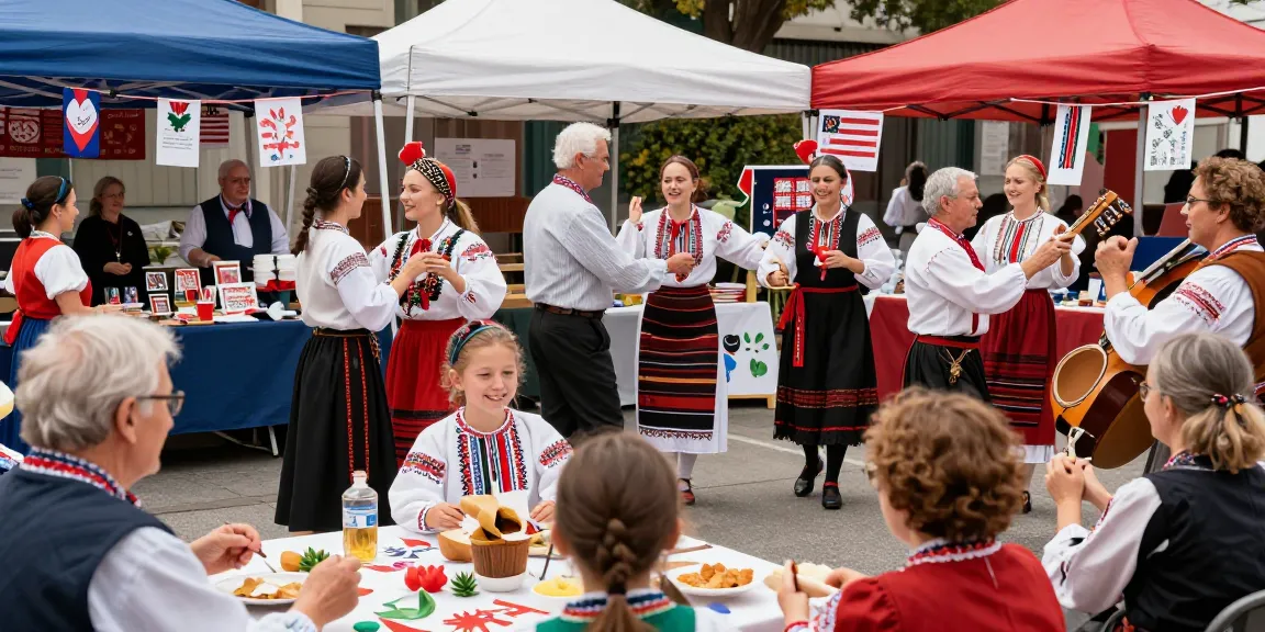 Polish community celebrating at a local festival in San Francisco, showcasing cultural pride through traditional food and activities.