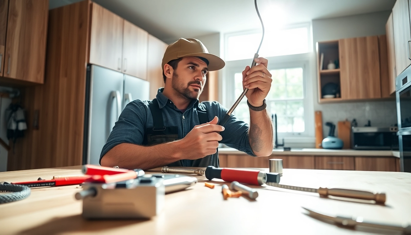 Skilled electrician lower north shore performing electrical maintenance in a modern kitchen.