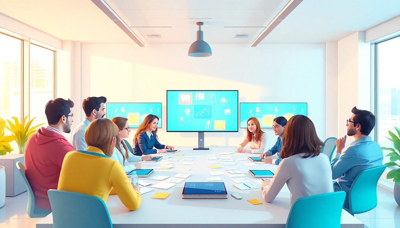 Erklärvideo in einem kreativen Arbeitsumfeld mit einem Team von Fachleuten, die Ideen austauschen.