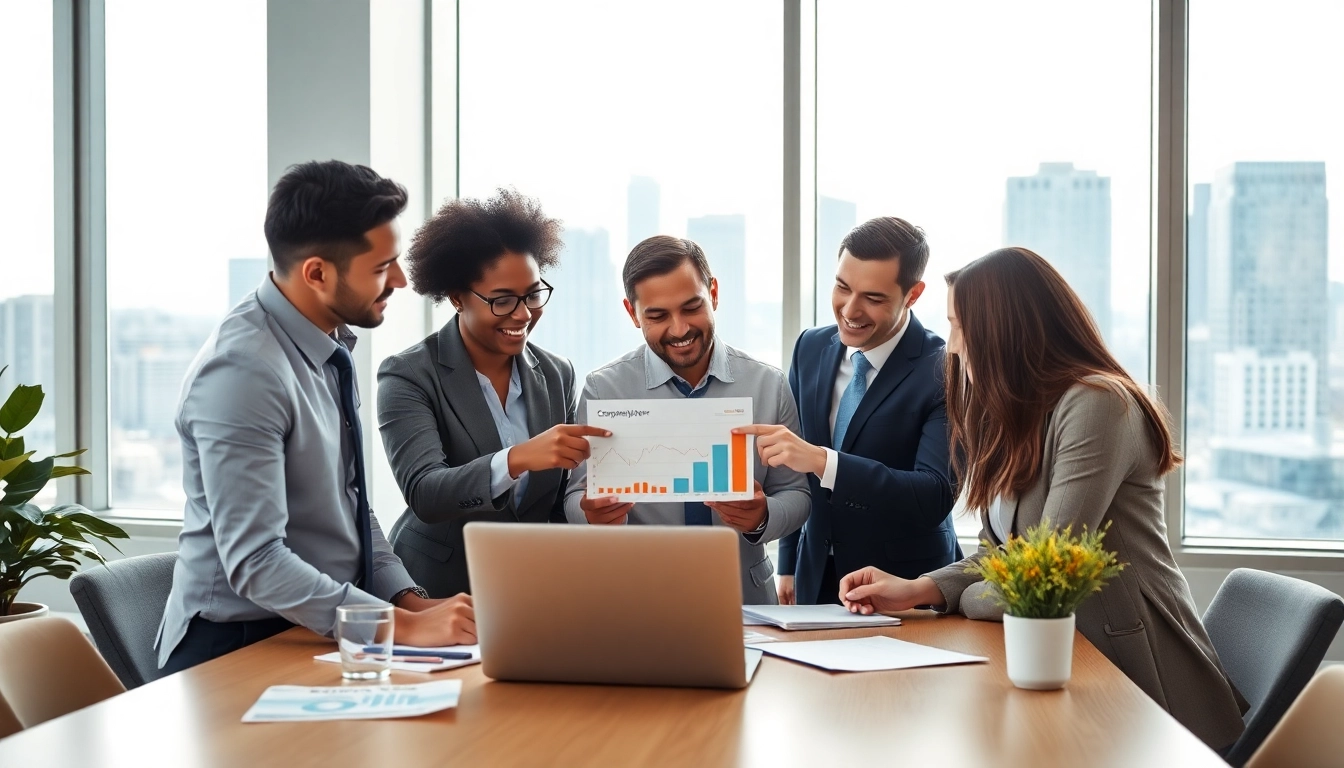 Analyze competitor pricing in a professional meeting with diverse team members discussing strategies.