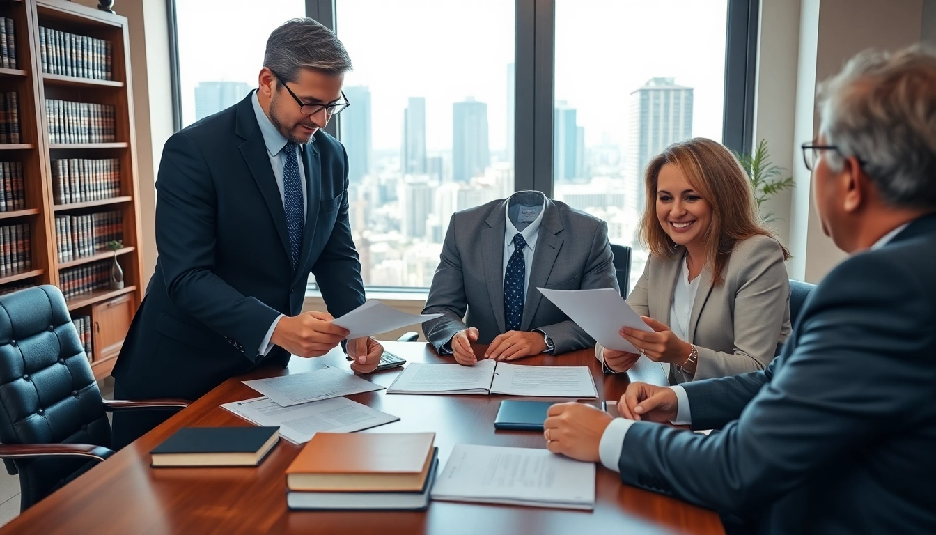 Consulting Miami high net worth divorce lawyer in a modern office environment.