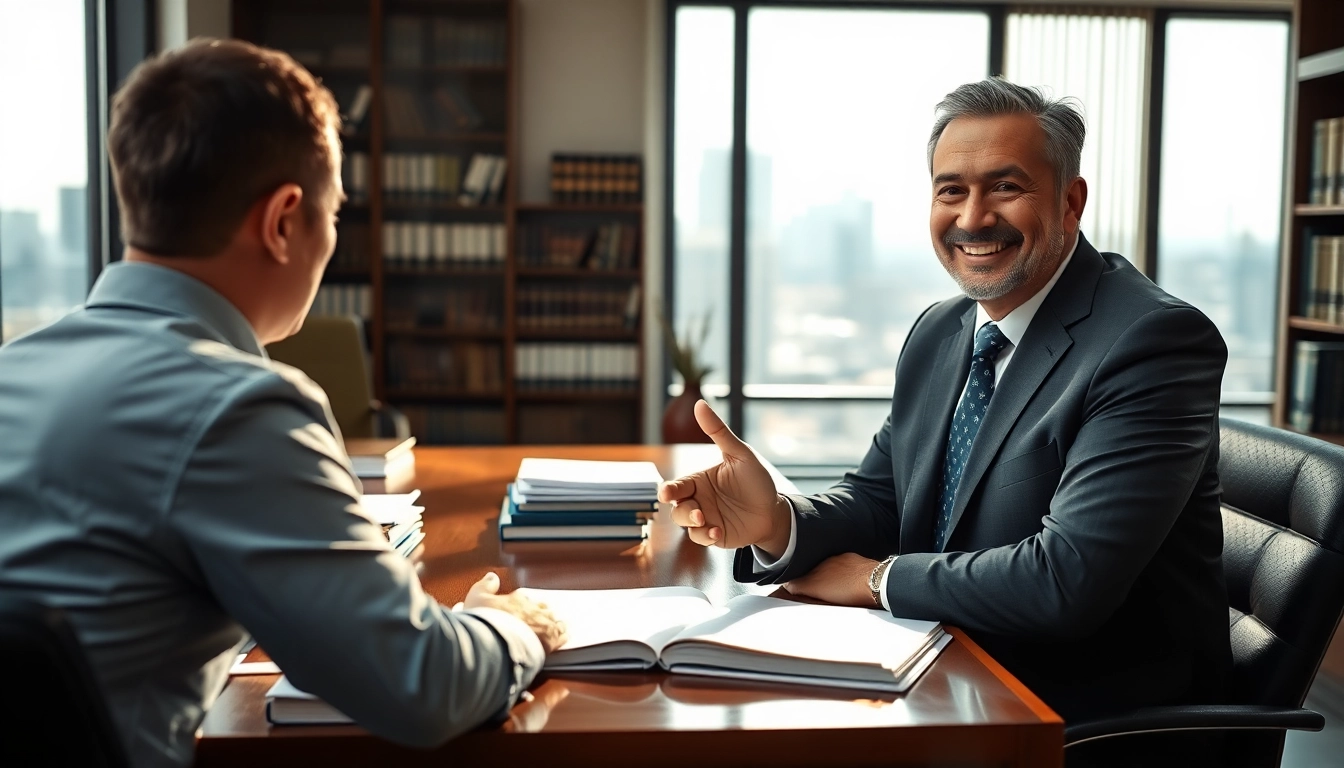 San Antonio accident lawyer consulting with a client in a modern office environment.