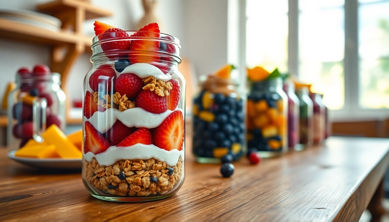 Vibrant mason jar meals showcased at https://masonjarbreakfast.com, emphasizing healthy breakfast options.