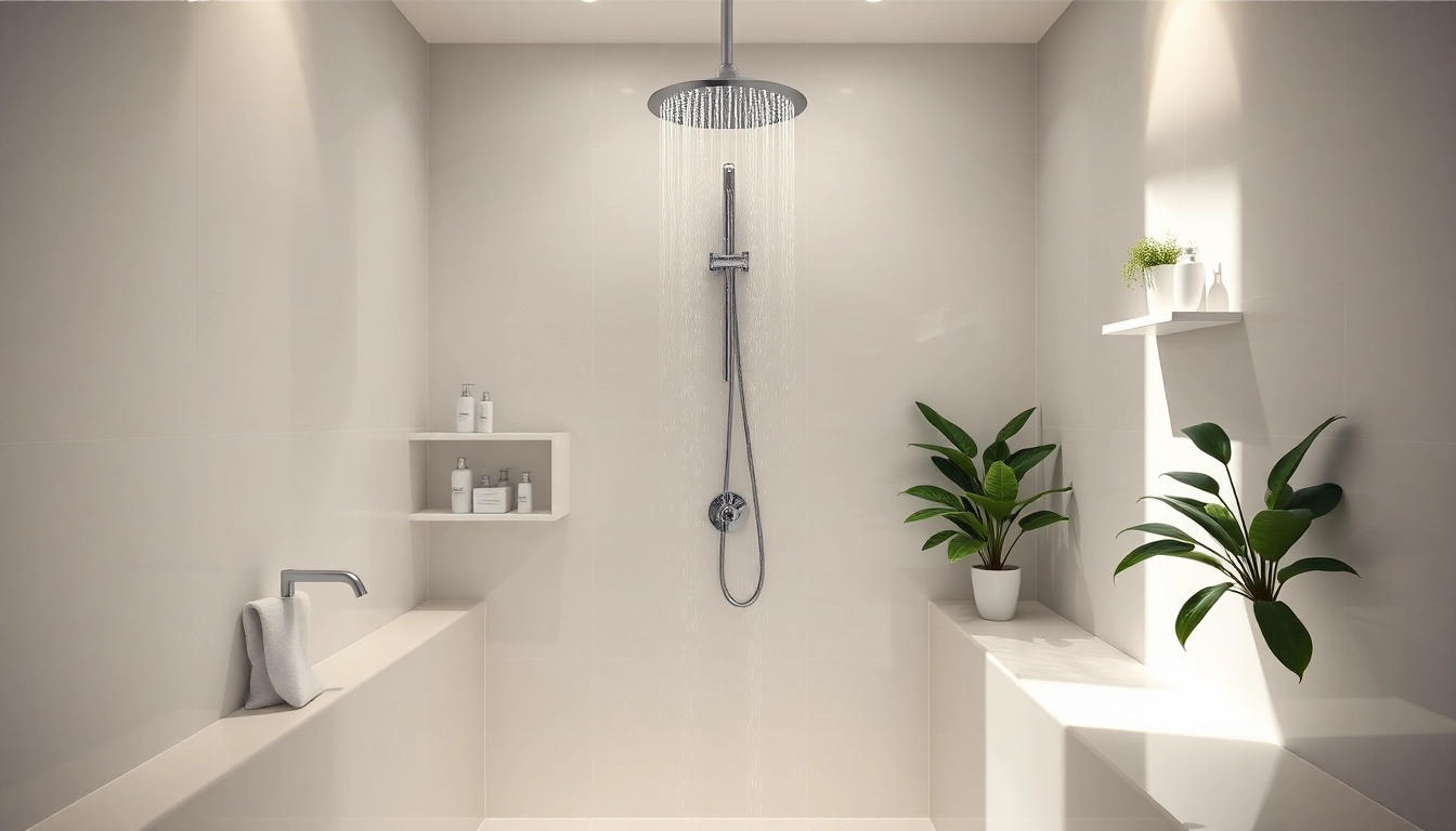 Experience elegant showers Australia in a modern bathroom with sleek design and serene lighting.