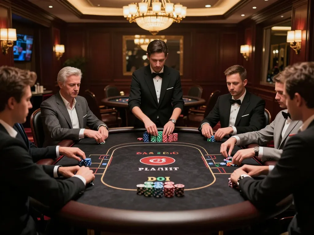 Watch players strategizing at luck8 poker table in prestigious casino