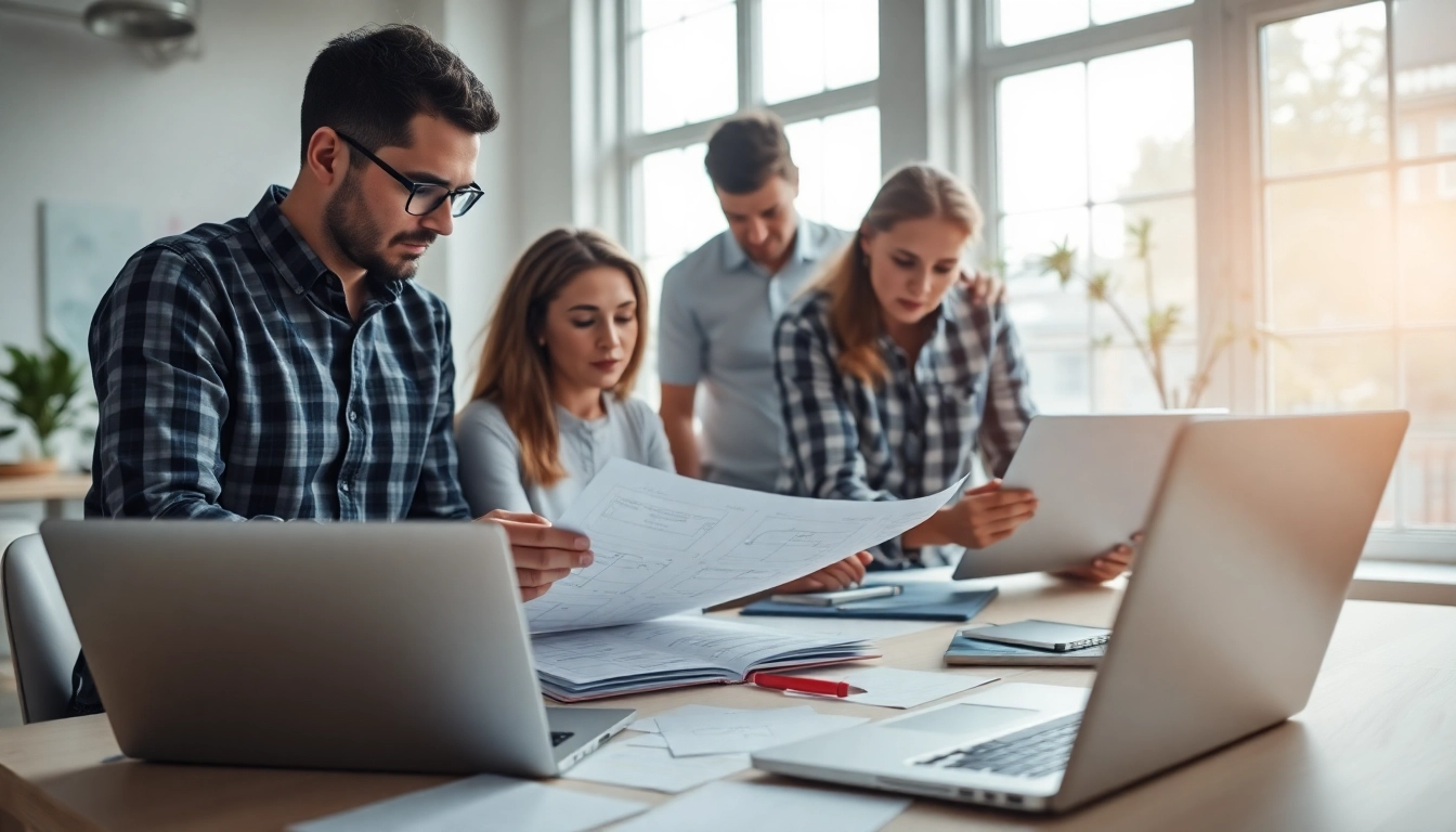 Creating a custom Website Design Hereford showcasing professionals collaborating in a design studio.
