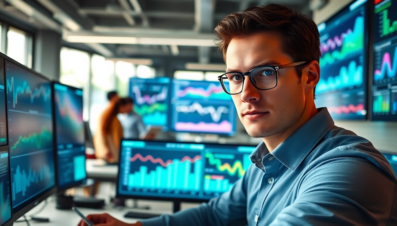 Analyze insights with demand forecasting software in a modern office environment.