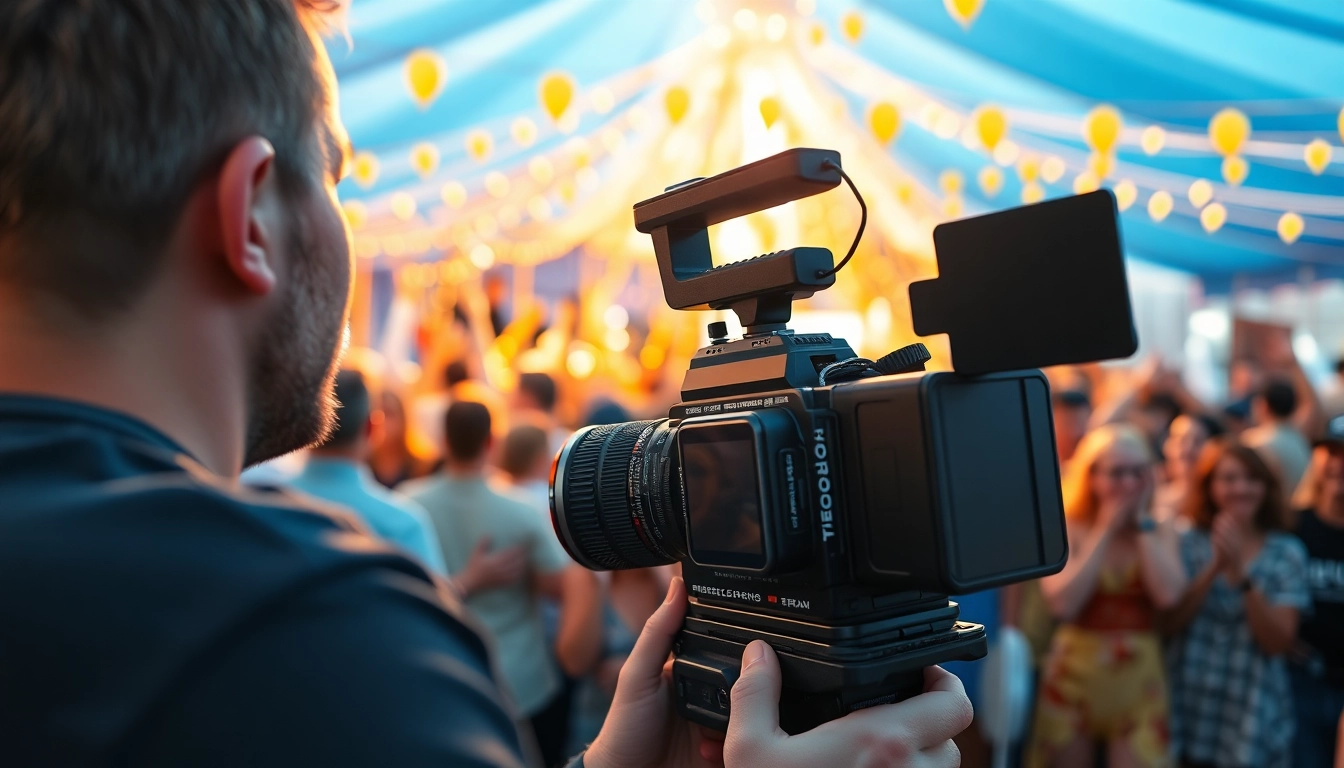 Edmonton videographer capturing vibrant moments at an event, showcasing dynamic footage and engagement.