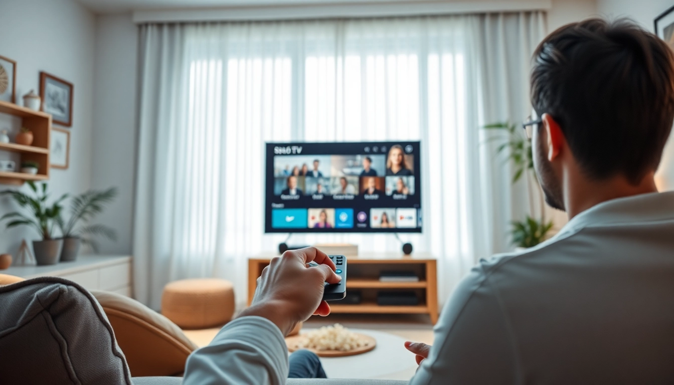 Stream IPTV order in a cozy living room with modern entertainment setup and engaging user