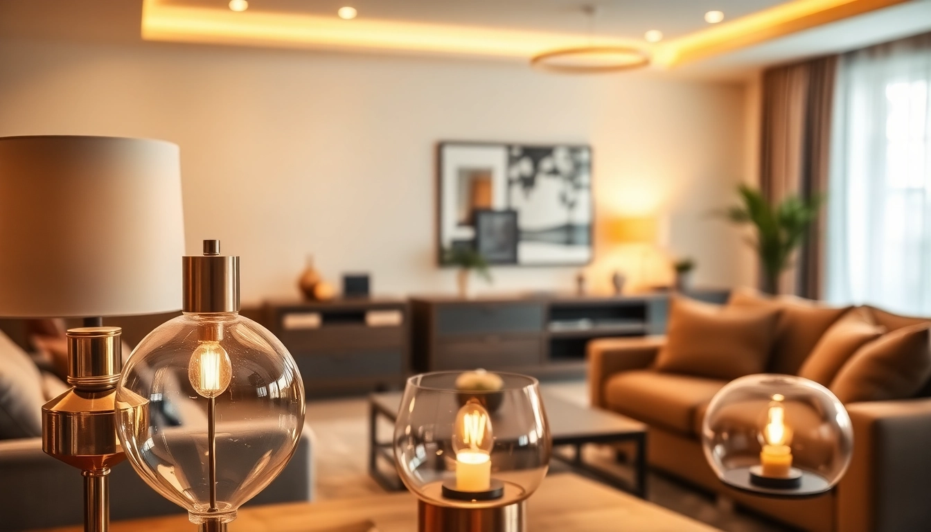 Highlighting innovative lighting solutions in a fashionable living area with modern designs.