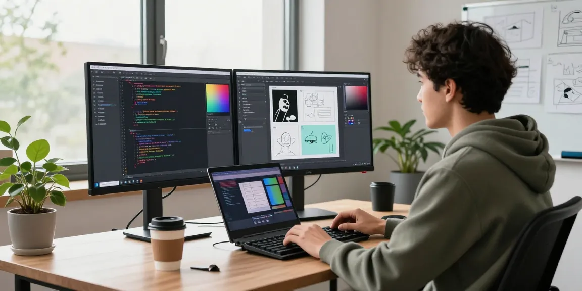 Captivating workspace scene highlighting the efficiency of 截图工具下载 in a modern tech environment with vibrant code displays.