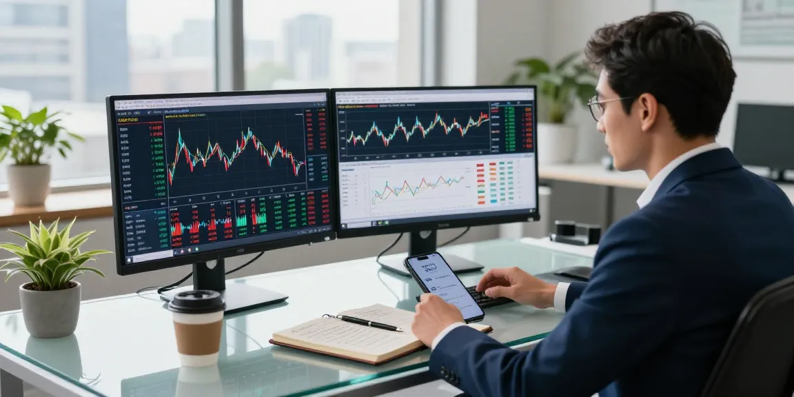 S&P 500 live chart analysis in a modern office with investor monitoring stock trends.
