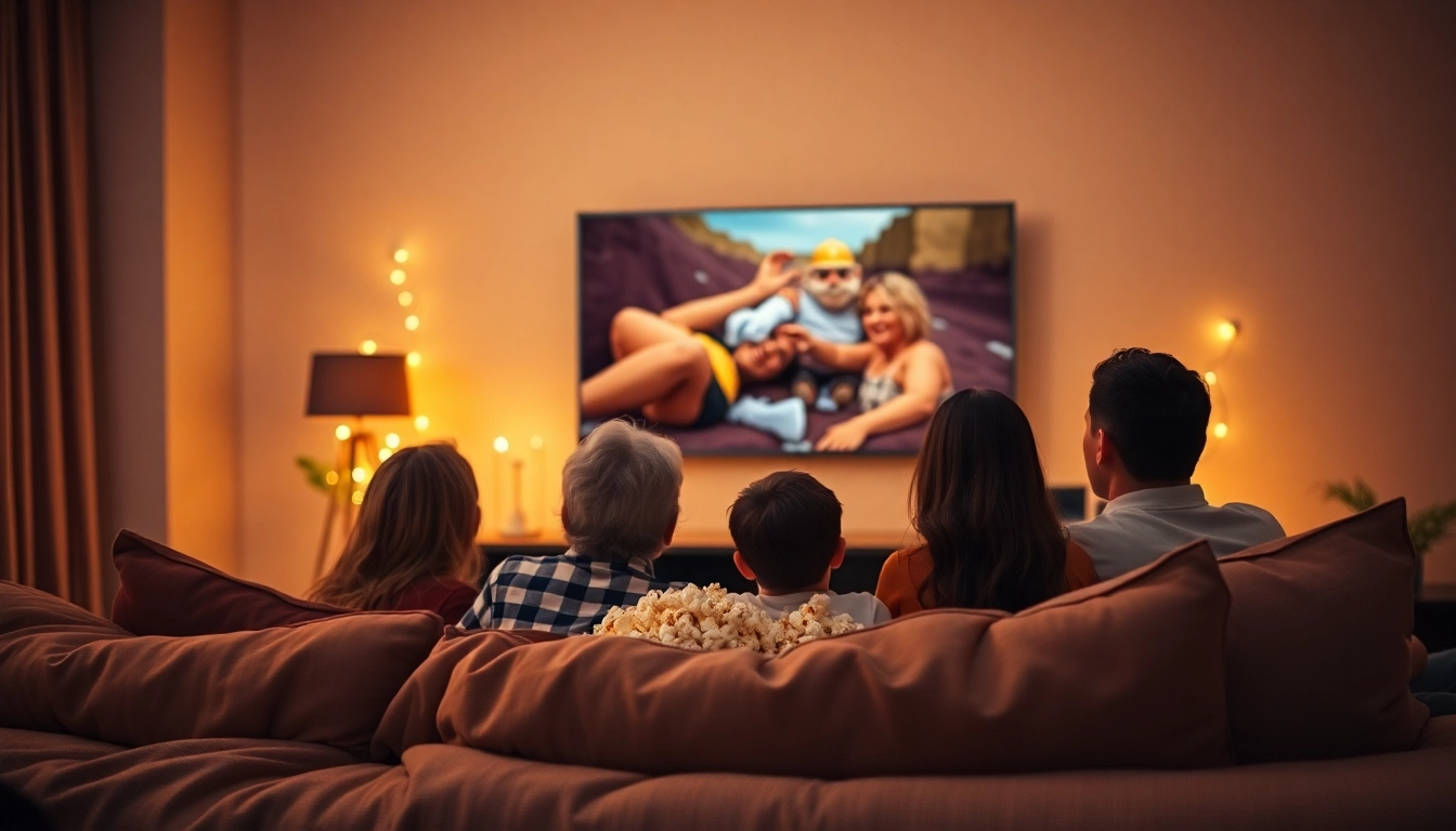 Enjoy family time watching TV series free with a cozy home setup.