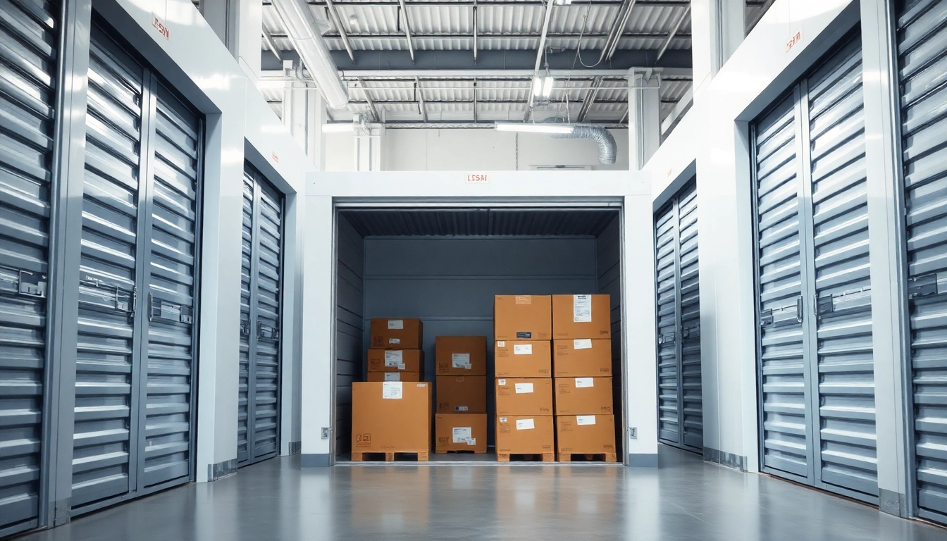 View of self storage units showcasing organized, accessible storage spaces.