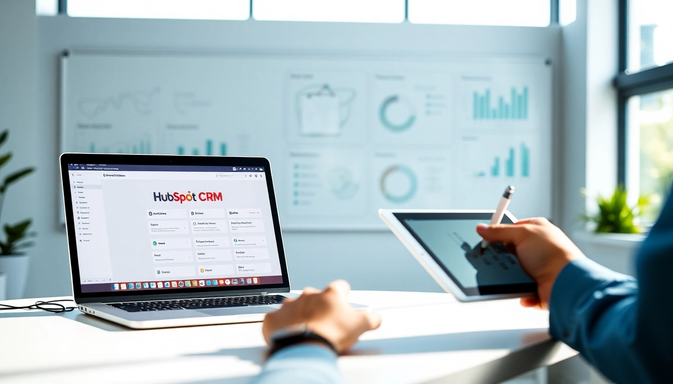 Explore hubspot crm free in an engaging workspace with analytical tools and collaboration elements.
