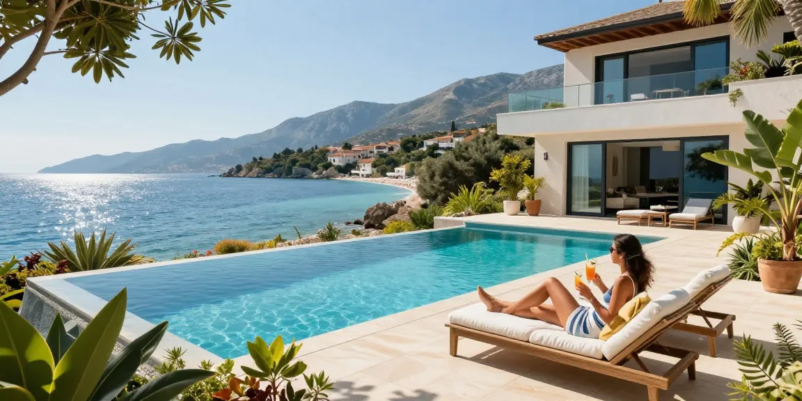 Explore vlora real estate with stunning villa featuring infinity pool and breathtaking coastal views.