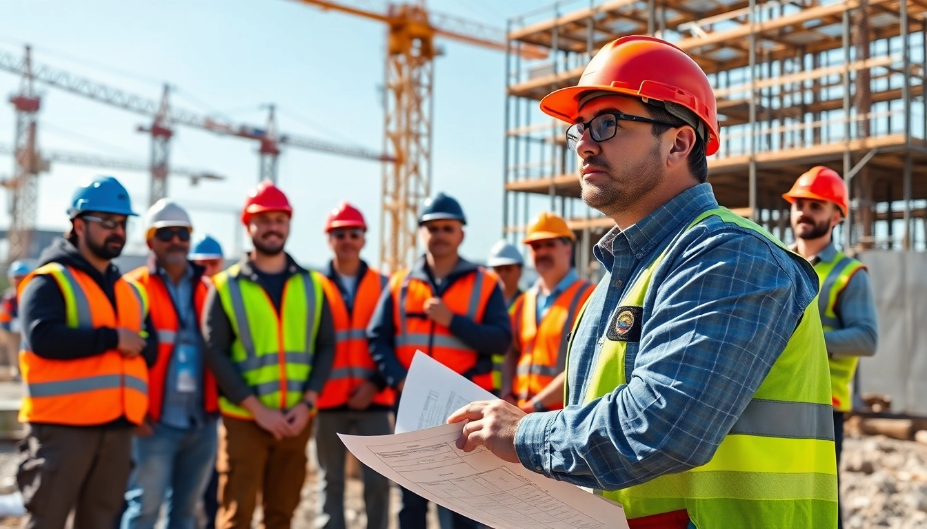 New Jersey General Contractor supervising an active construction site with a diverse team.