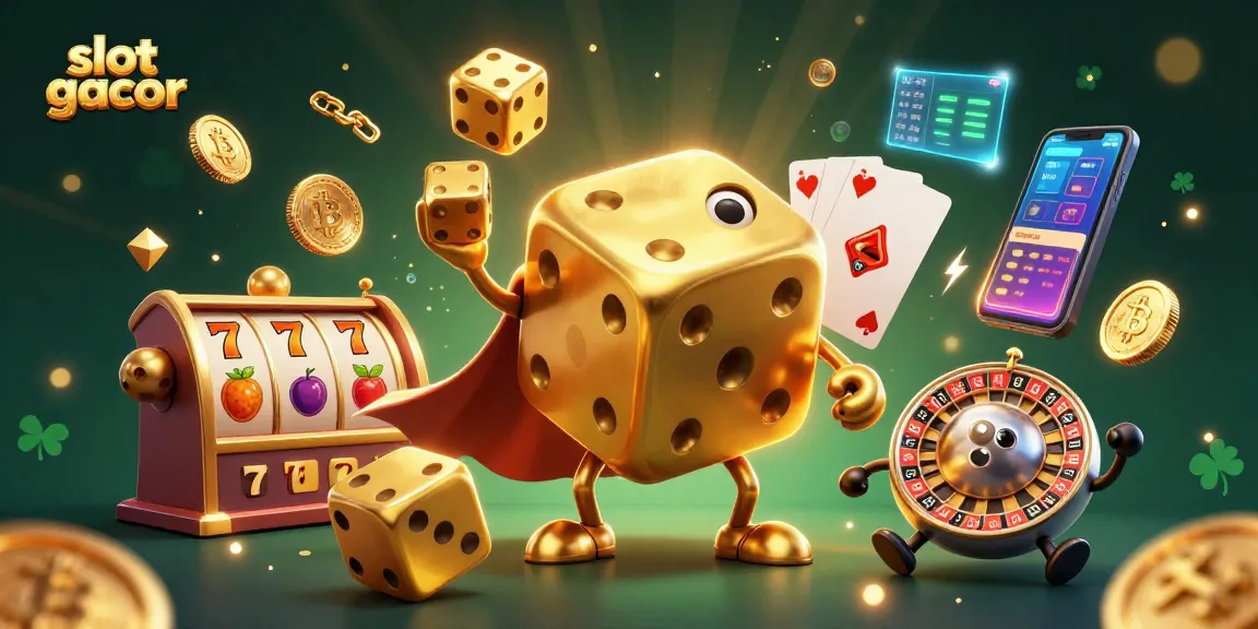 Engage with slot gacor dynamics through a colorful 3D illustration of casino elements.