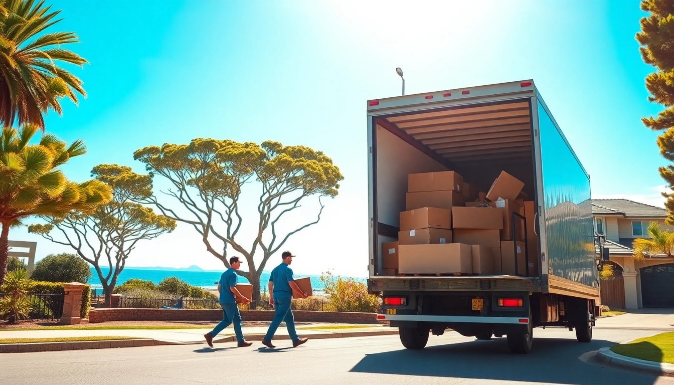 Professional removalists Wollongong efficiently moving furniture in a sunny neighborhood.