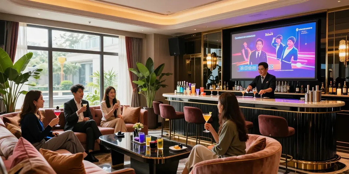 www.gugudanlounge.com/의 고급스러운 카라오케 라운지에서 고객들이 서비스와 음료를 즐기는 장면을 담은 이미지입니다.