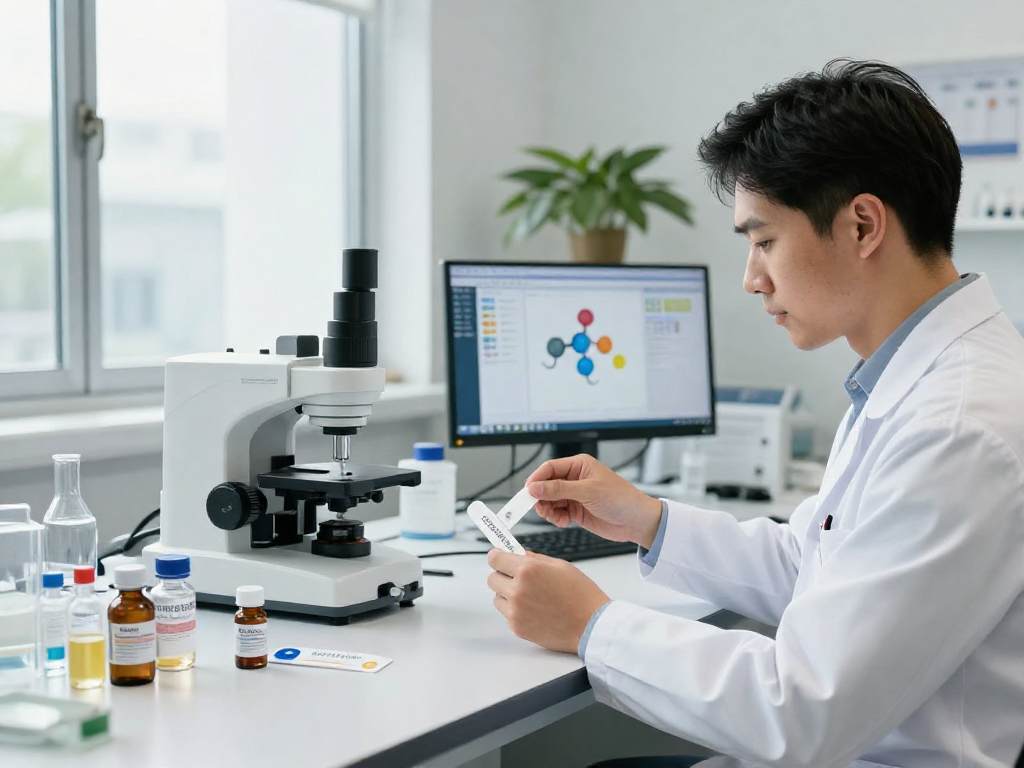 BPC 157 TB 500 Blend showcased in a modern health lab with innovative buccal strip technology.
