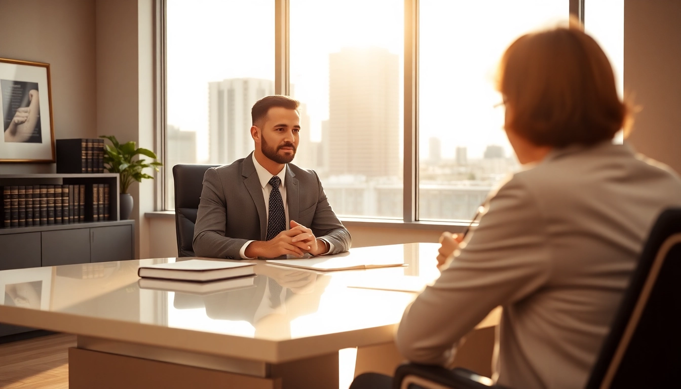 Consulting session with a Boca Raton Real Estate Litigation Lawyer in an office setting.