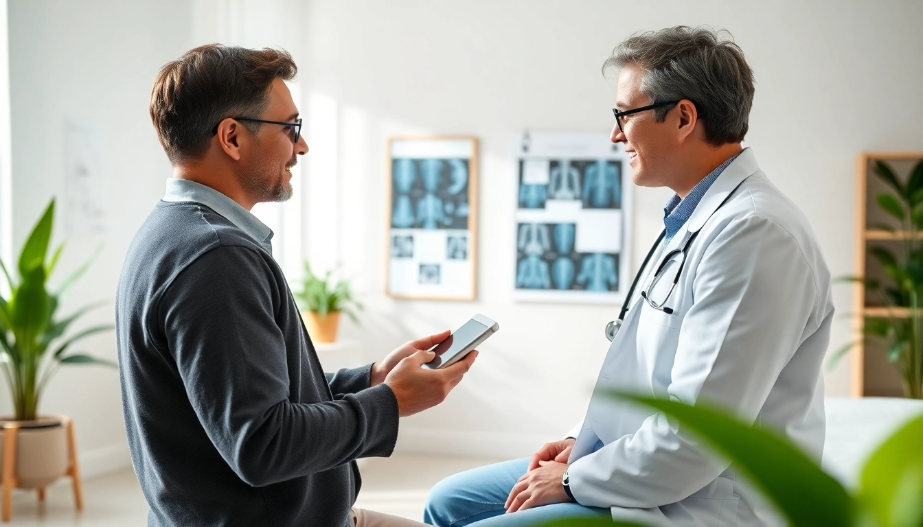 Discussing back pain treatment options with a healthcare professional.
