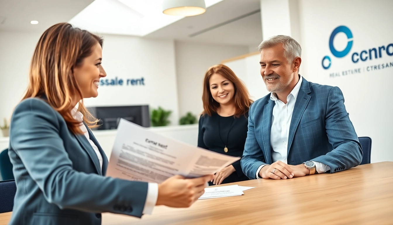 Engaging discussion on guaranteed rent in Chesham between a real estate agent and clients.