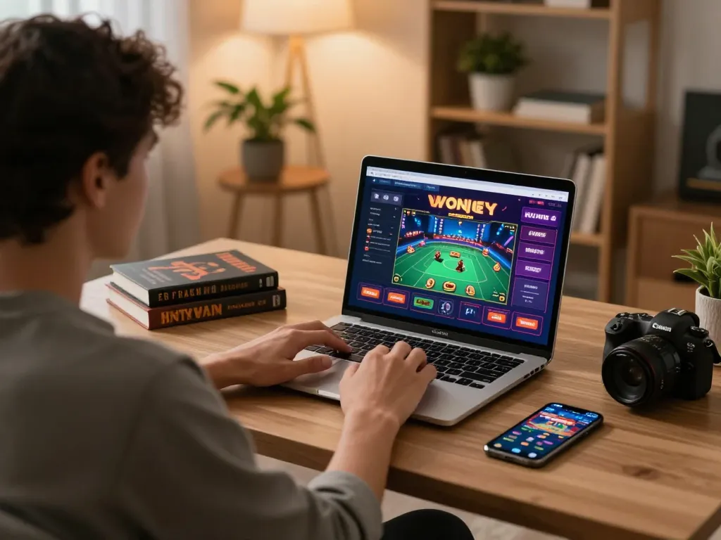 Player engaging with online casino games on laptop while exploring sites not on gamstop for thrilling betting experiences.