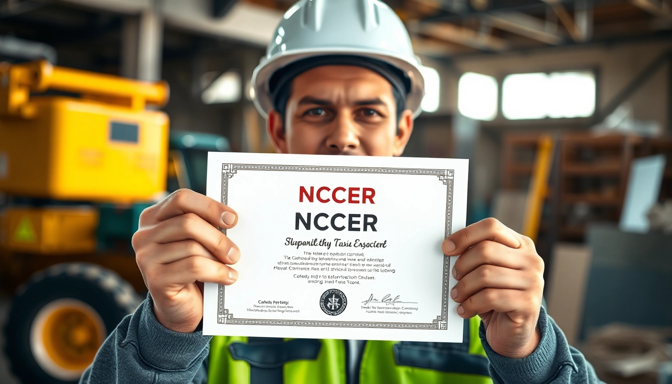 Showcasing NCCER certification on a construction site, representing professional achievement.