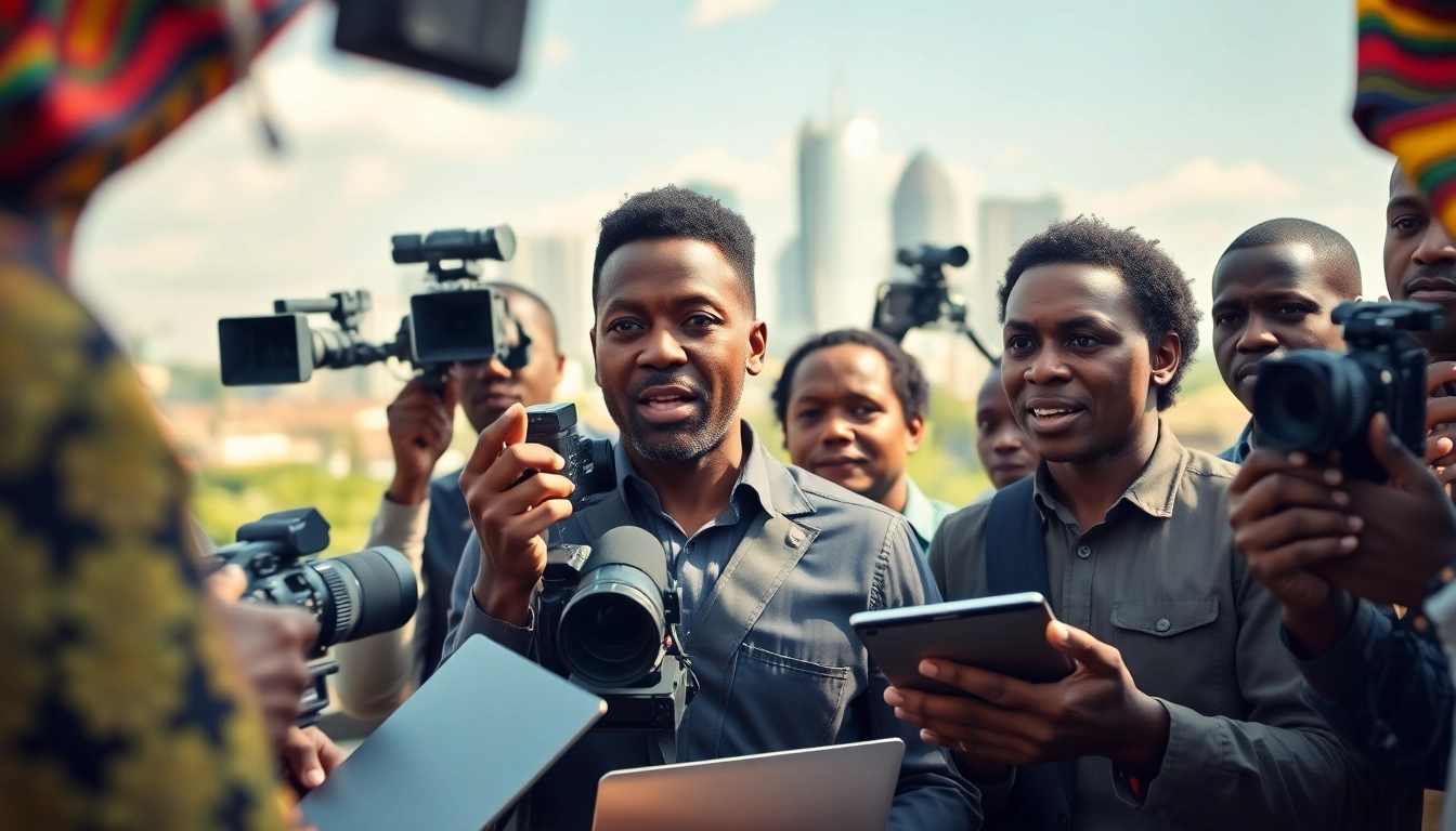 Engaging scene depicting journalists covering Kenya News in Nairobi with a focus on teamwork.