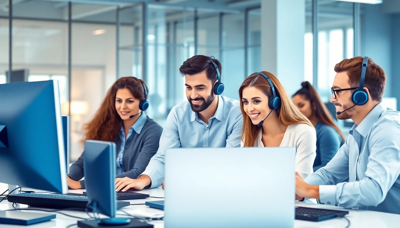 Team providing IT support services in a modern office, emphasizing collaboration and technology.