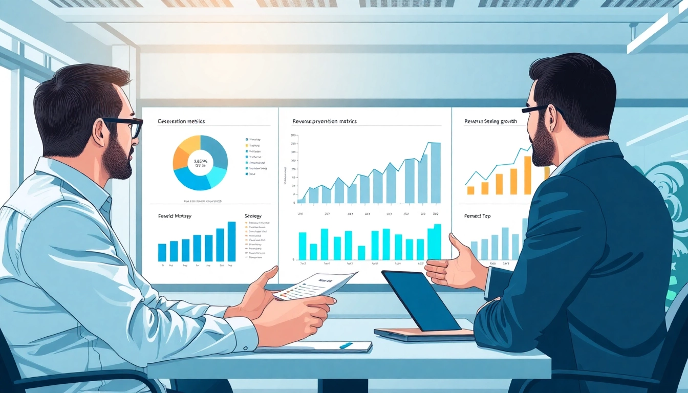 Visual representation of revenue growth metrics in an office setting highlighting data analysis.