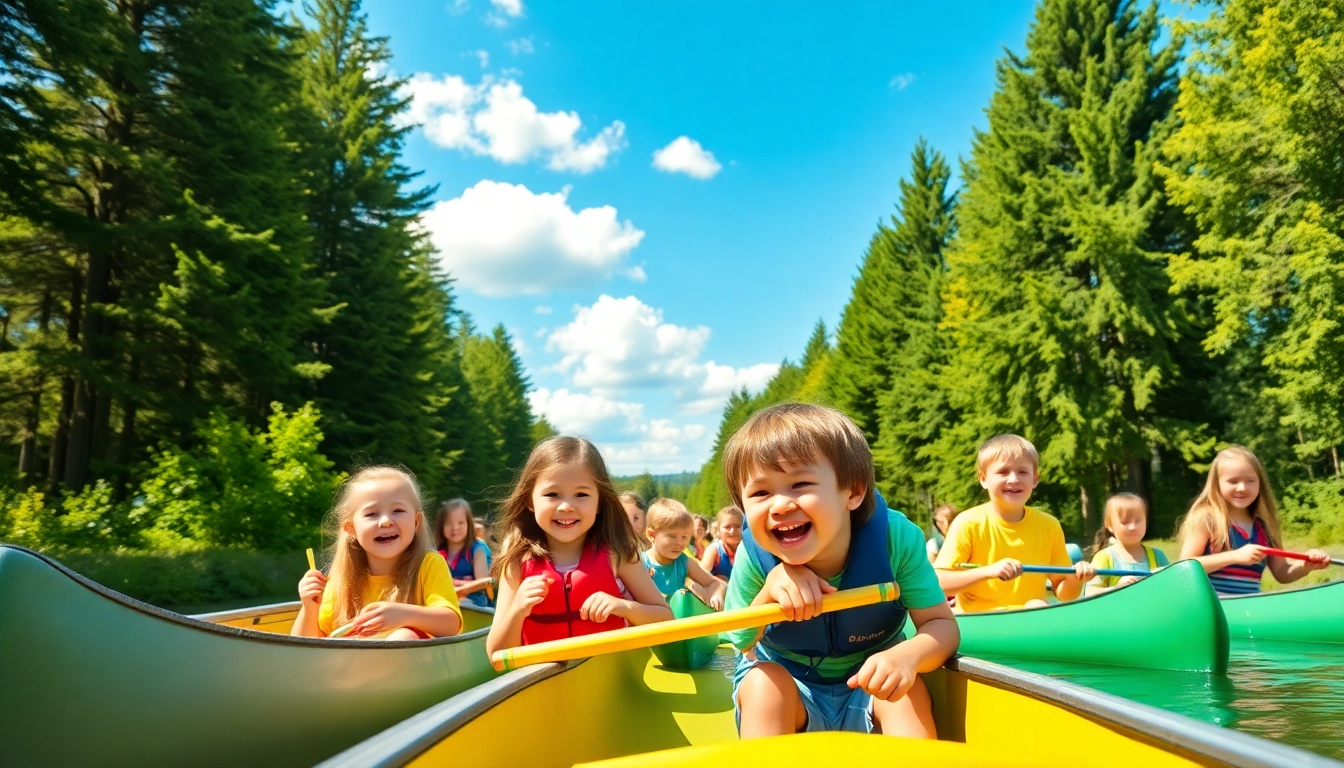 Children enjoying diverse activities at residential summer camps in a vibrant outdoor setting.
