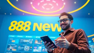 Experience 888new's modern online gambling interface featuring diverse games and vibrant promotions.