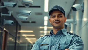 Security Company officer displaying professionalism in a modern corporate environment.