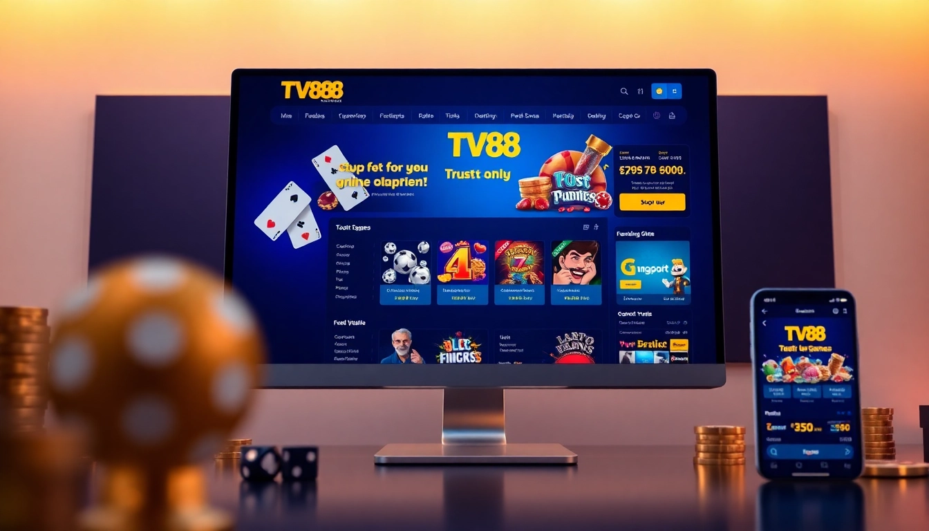 TV88 online betting platform interface showcasing diverse gaming options and user-friendly design.